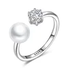 CZCITY Freshwater Pearl Ring for Women 925 Sterling Silver Uniqure Open Design Ring
