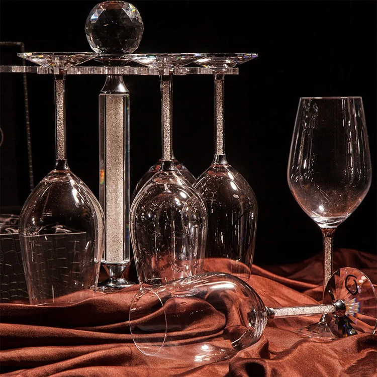 Personalized Logo Engraved 15oz Set Of 2 Full Of Crystal Diamond Stem