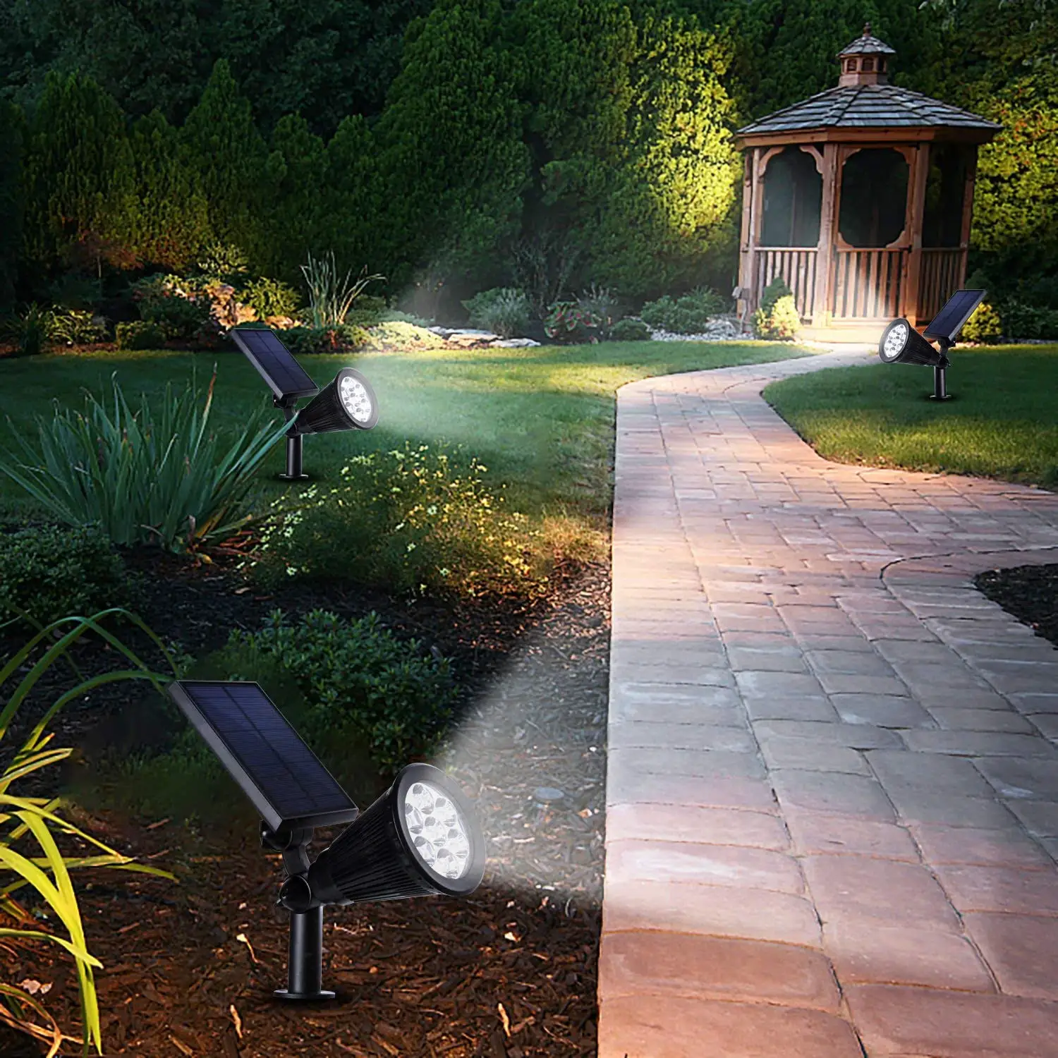 Solar Powered 7 LED Spotlight Waterproof Landscape Garden Yard Lawn Wall Lights 