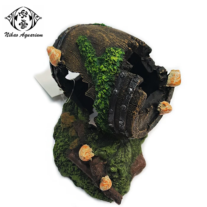 Fish Hide Toy Aquarium Polyresin Decorations Ornament Barrel Design Fish Tank Accessories Buy