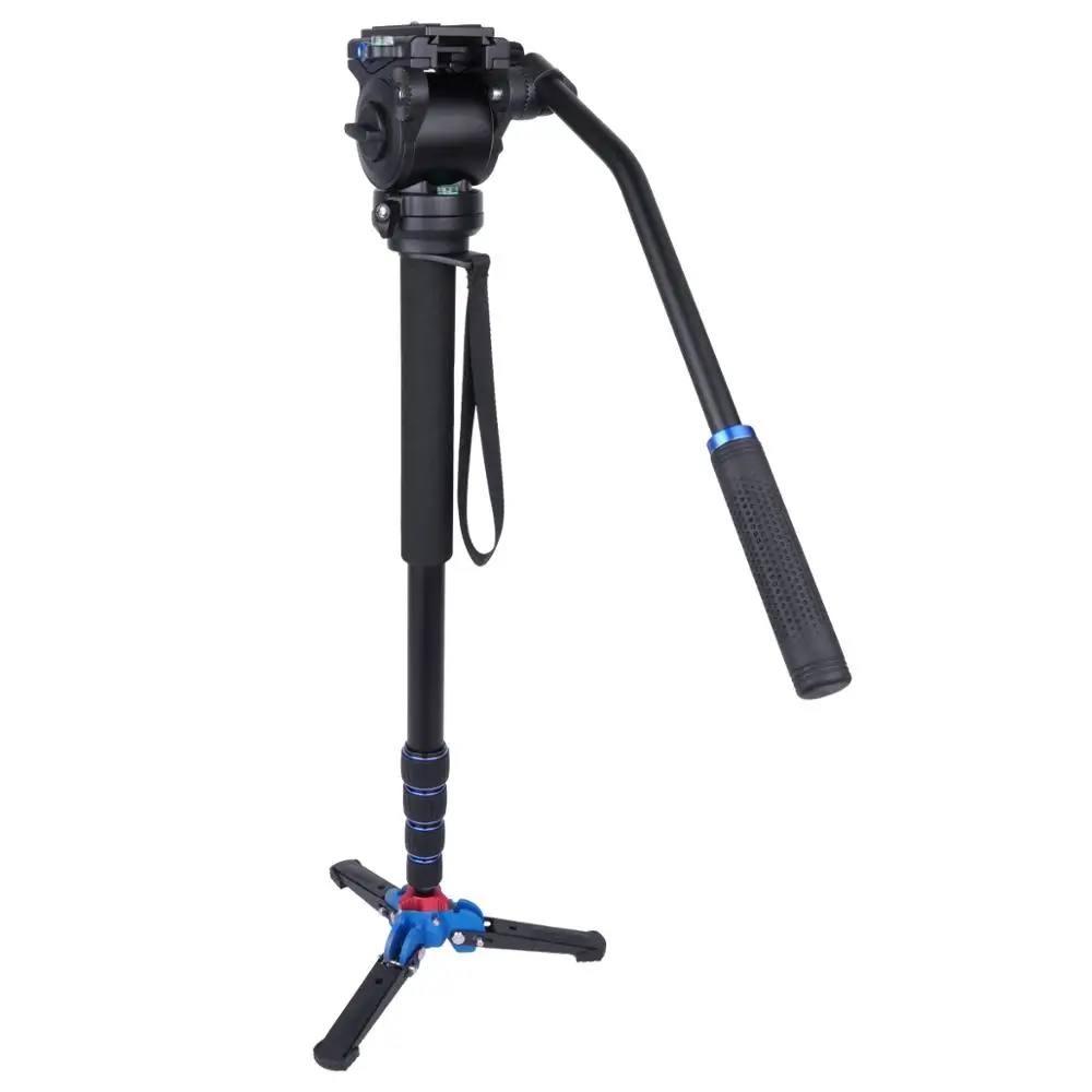 

YELNAGU Aluminum Dslr Extendable and Flexible Handheld Video Camera Table Monopod, Black+blue