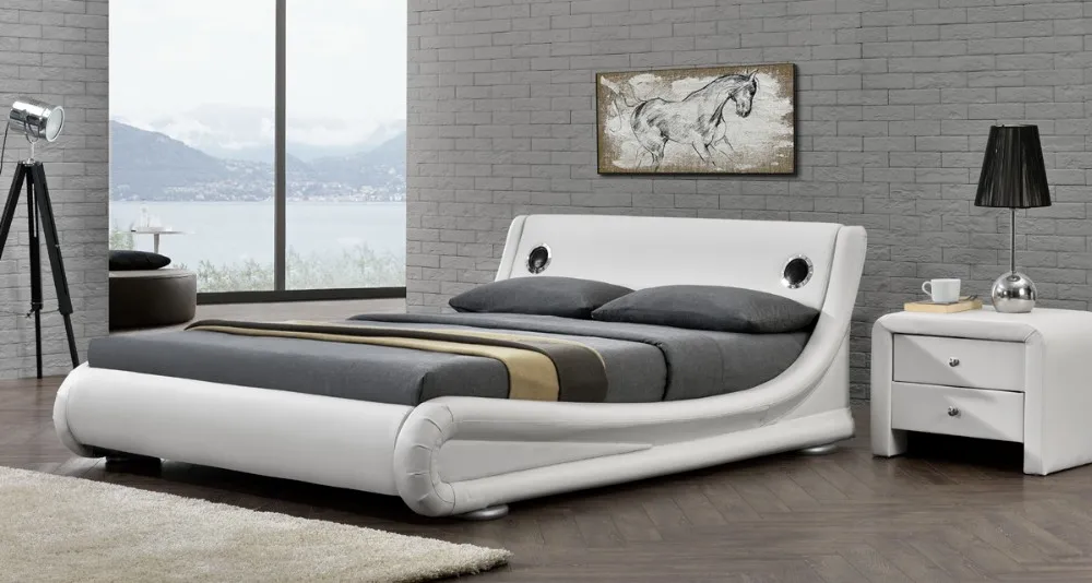 White Leather Music Bed With Bluetooth Buy White Leather Bed,Leather
