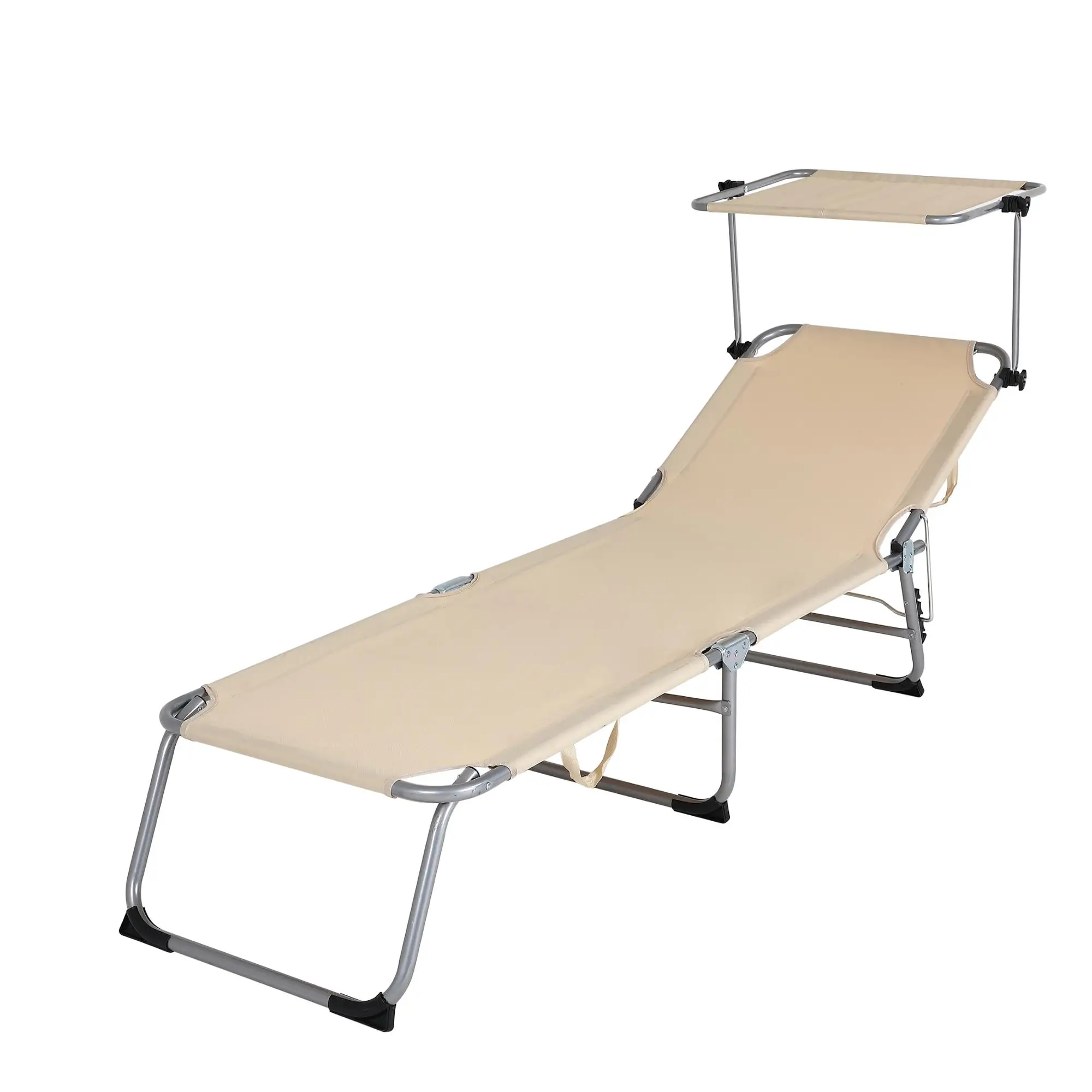 3 Positions Camping Beach Yard Pool Foldable Chaise Lounge Chair Bed With  Sunshade - Buy Outdoor Folding Sun Lounge With Canopy,High Quality Folding  