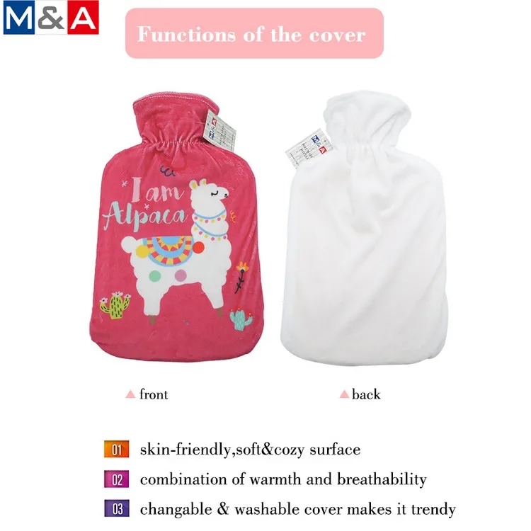 
Animal printed reusable 2000ml natural rubber hot water bag bottle 