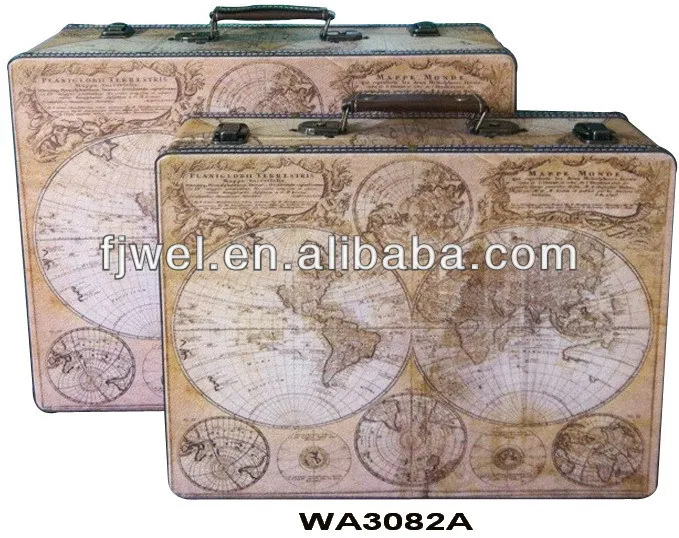 vintage world map suitcase