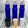 5ml 10ml glass roll on cobalt blue bottles with black / sliver lids