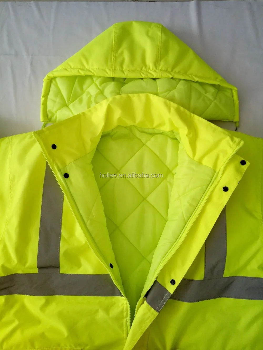 hi vis yellow safety flourescent men bomber jacket