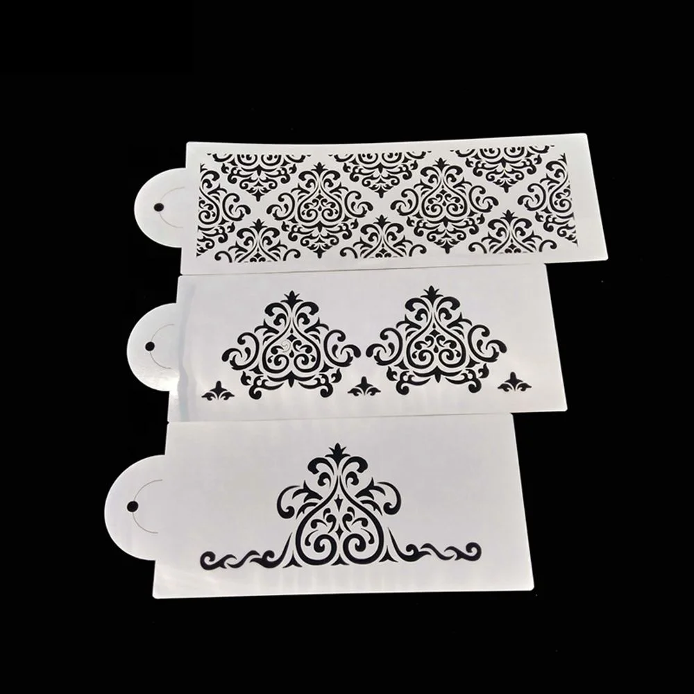 

Sweettreats 3Pcs Wedding Cake Fondant Cake Decorating Tools Princess Queen Lace Bakeware Baking Plastic Fondant Cake Stencil, White