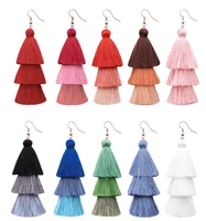 

Handmade Bohemia Ethnic Tassel Jewelry Long Silk Thread Tassel Earrings Gold Plated For Women 2019