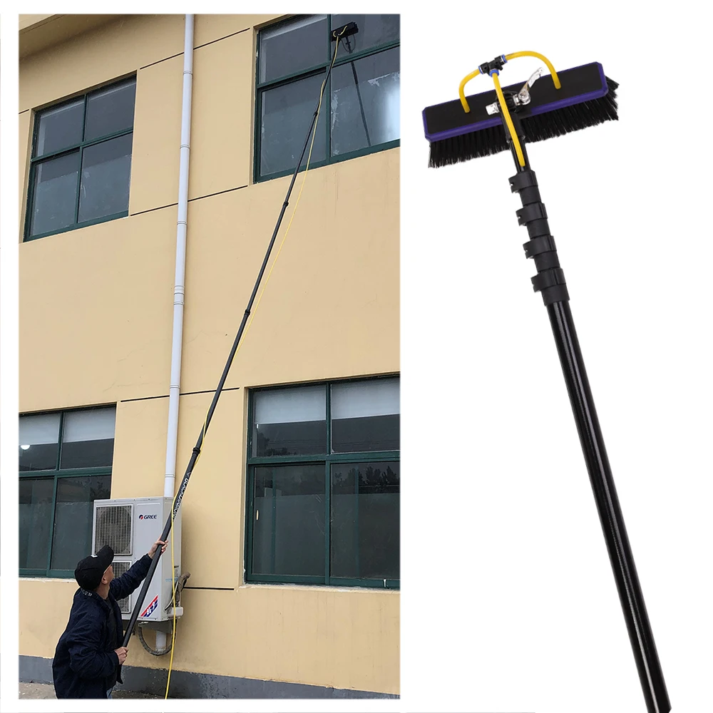 电源12m白色混合碳纤维伸缩窗户清洁杆夹具