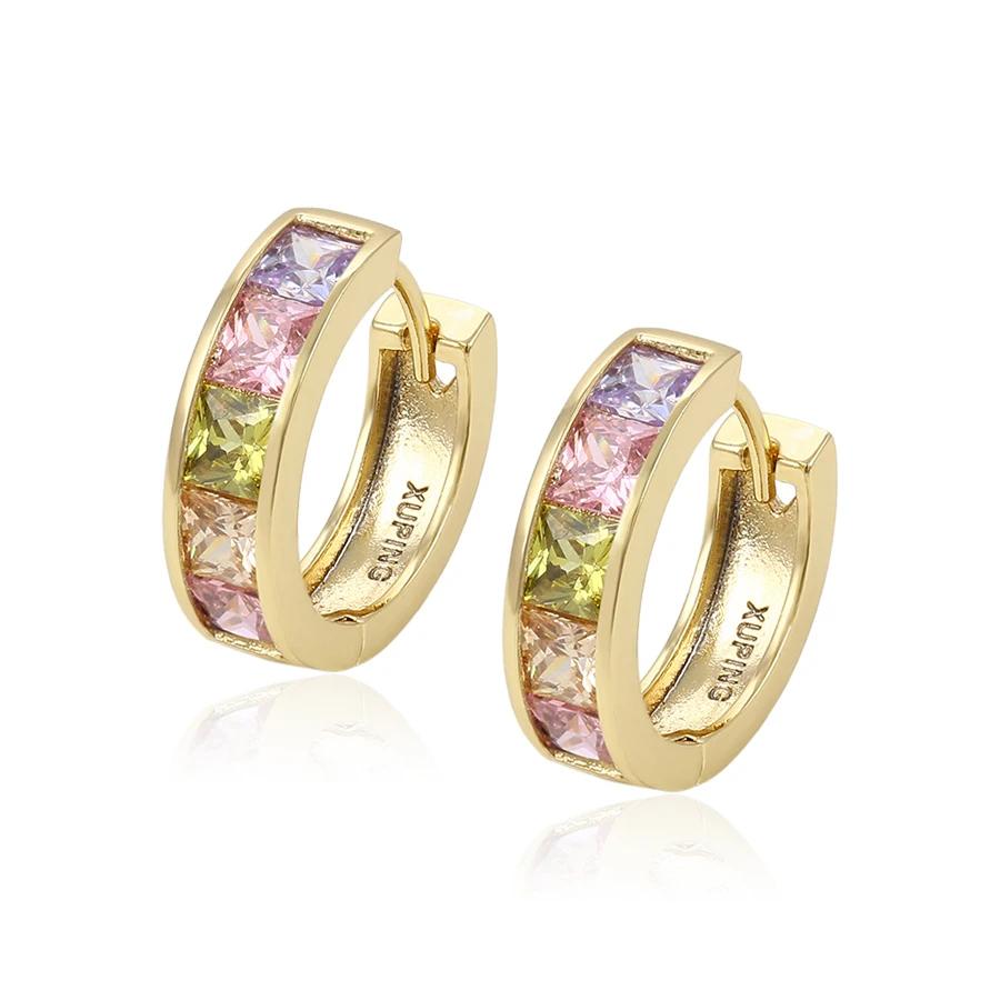 

23267 xuping manufacturer women accessories gold jewelry wholesale 14k gold plated hoop earrings jewelry, White,colorful