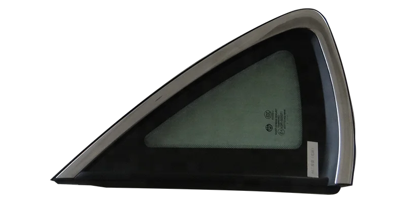 
XYG automobile rear triangular window glass encapsulation with stainless steel bright trim and EPDM rubber seals 