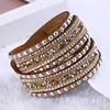 3BB-018 Multilayer Custom Leather Rhinestone Wrap Snap On Button Bracelet Ladies Hand Bracelet Design With Diamonds
