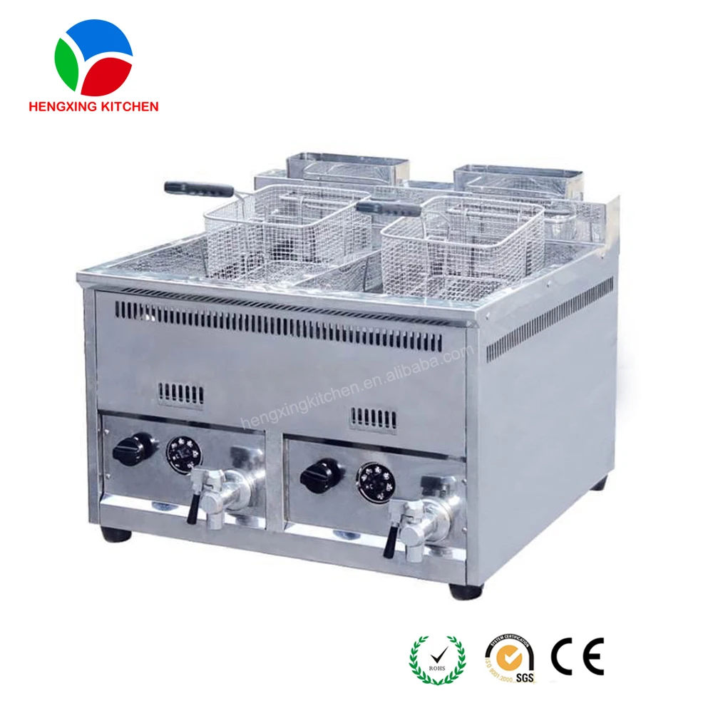 Double Commercial Deep Fryer/counter Top Gas Fryer/lpg Gas Deep Fryer