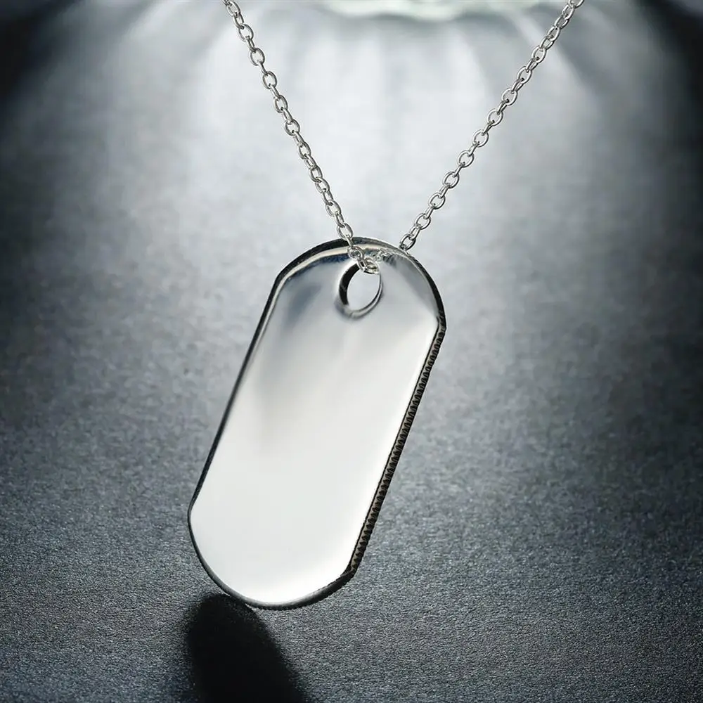 

Top Quality 925 Sterling Silver Tag Pendants Necklaces for Men Fashion Jewelry Trendy Silver Pendant Necklace Pendant Wholesale, N/a