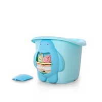 

wholesales Cartoon style deep area children's bath bucket baby standing plastic bath tub for kid with step stool