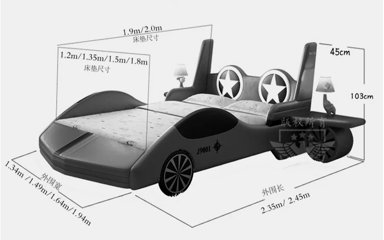Jet fighter shape bed modern luxury bed for kids