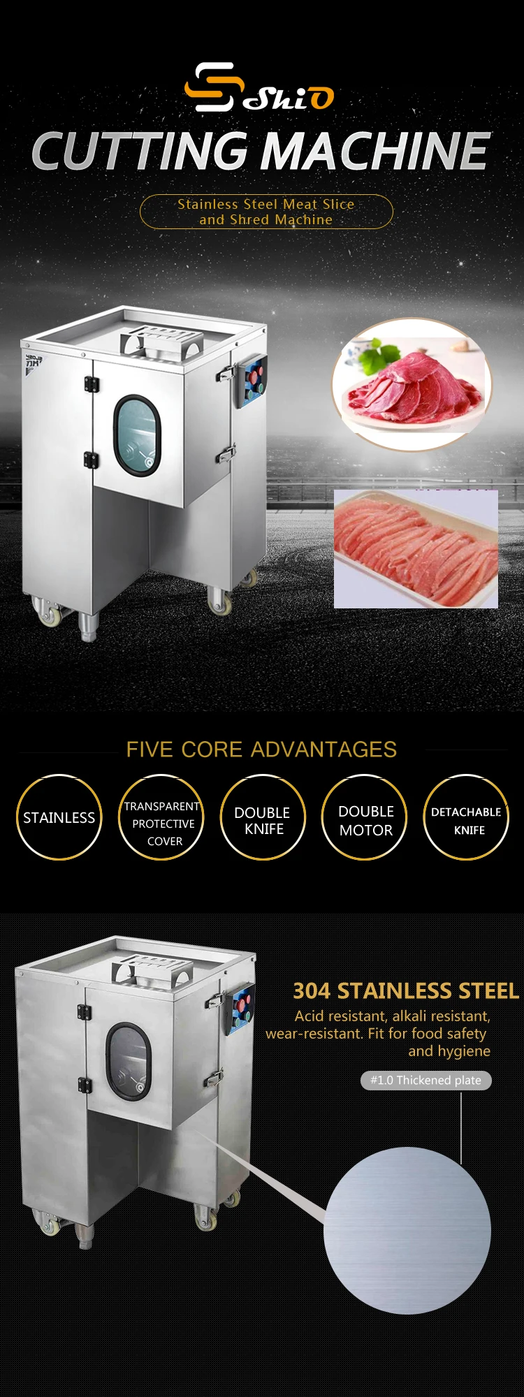 Stainless Steel Cooked Mini Eco Friendly Meat Shredder Machine Meat