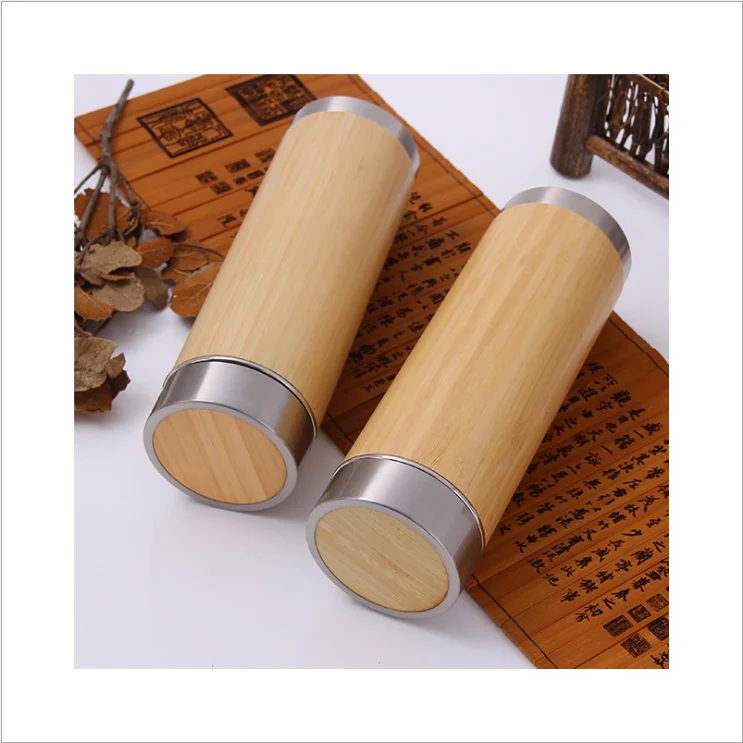 

Hot sale amazon 450ML stainless steel vacuum insulated bamboo bottle thermos, Bamboo color