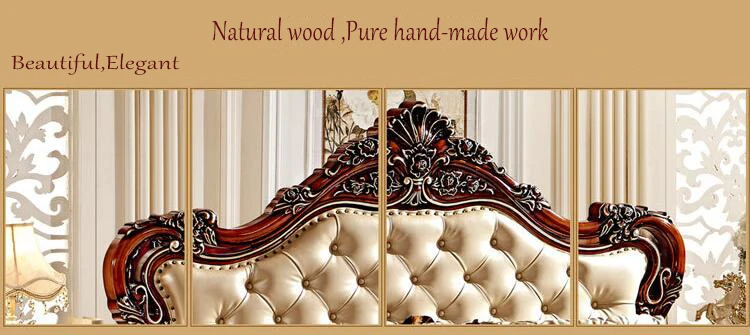 modern european solid wood bed Fashion Carved 1.8 m bed french bedroom furniture osc6910