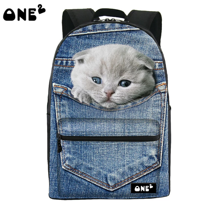 

ONE2 design 3D cat backpack kids travelling custom school backpack, Customized