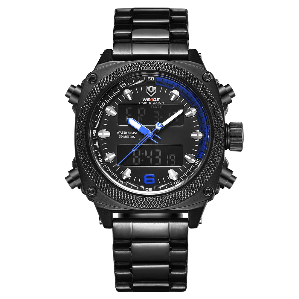 

WEIDE WH7302B-4C New arrival Fashion Sport Quartz Analog Date Clock stainless Military Waterproof Relogio Masculino Men's Watch