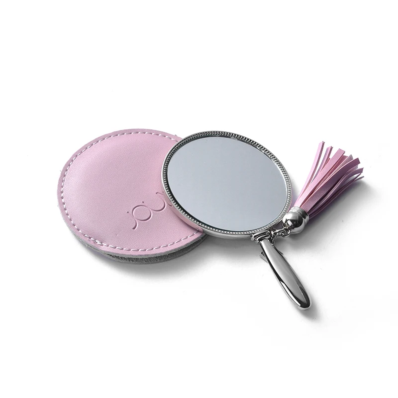 Custom Round Pu Leather Pocket Mirror With Chain Wholesale Buy Pu