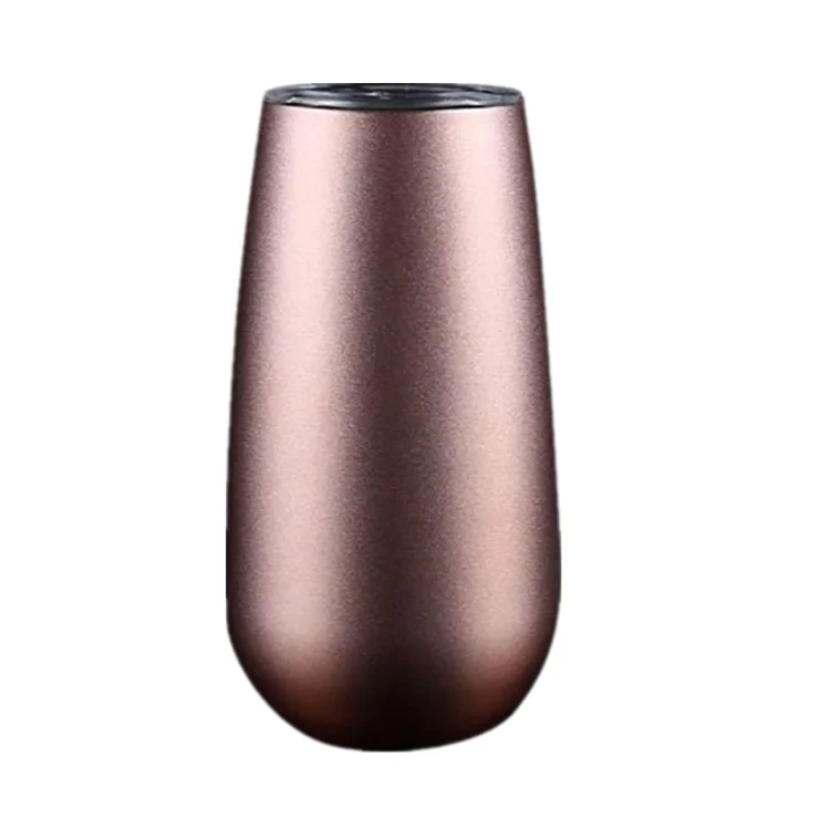 

Hot Selling 2021 6 oz Champagne Flutes Wine Stainless Steel 304 Double walled Vacuum Insulated Wine Glass Tumbler with Lid, Customers' requirement