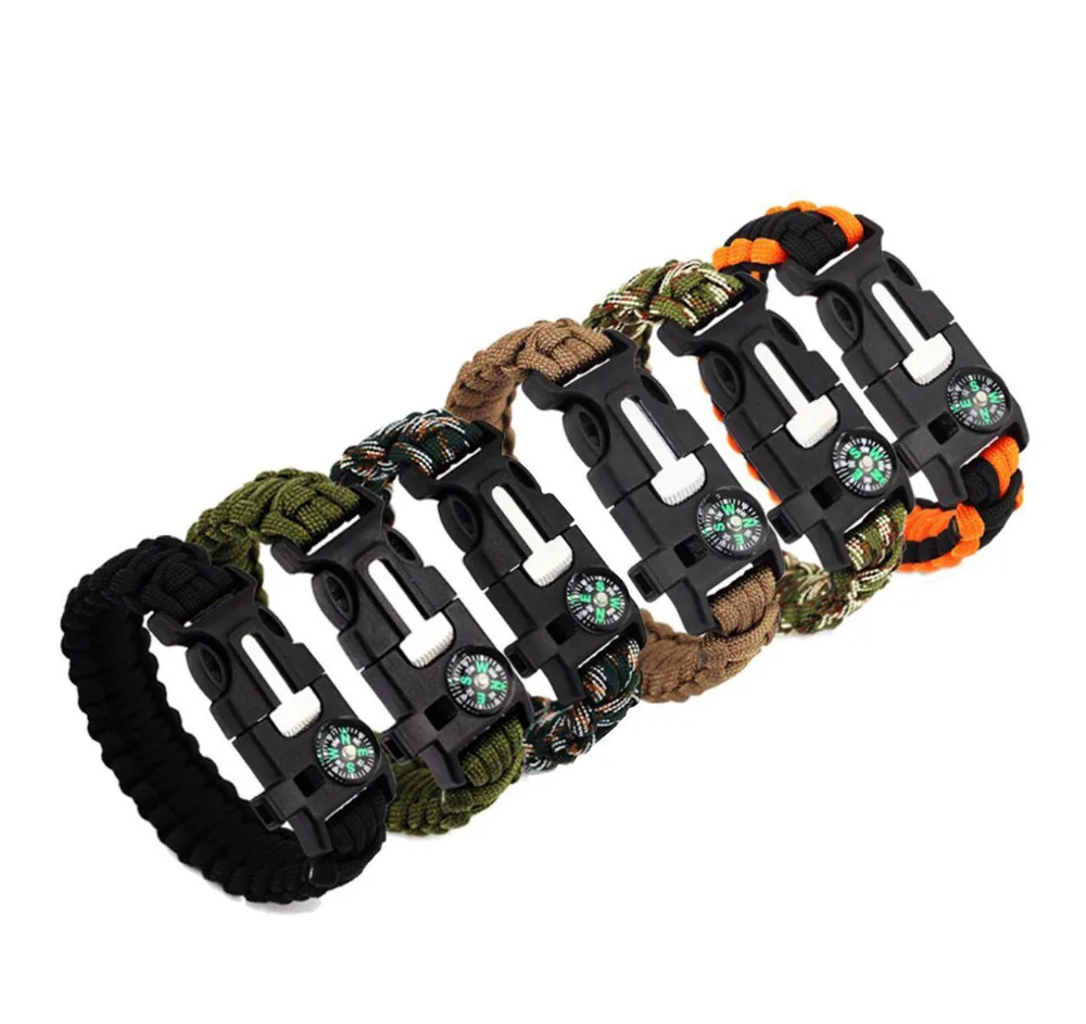 

Manufacturer Multifunctional Outdoor Survival Paracord Bracelet Survival with Compass & Firestarter whistle
