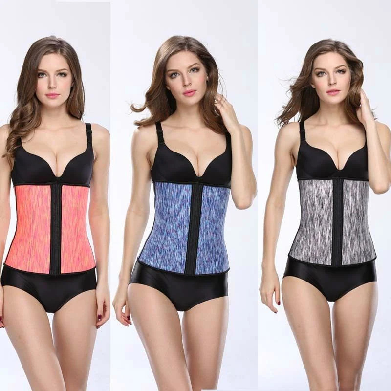 

100% Latex waist trainer cincher,latex waist support for women during sporting, Gray/rose red/blue