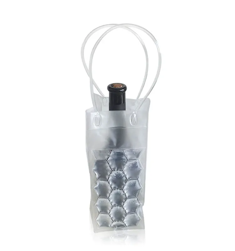 
Travel Plastic Transparent PVC Disposable Freezer Liquor PVC Bottle Ice Tote Wine Gel Cooler Bag 