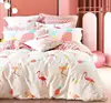 Home Textile 4Pcs Cotton Bedlinen Sheet Pillowcase Duvet Cover set girl cartoon Flamingo Pink series Bedding sets