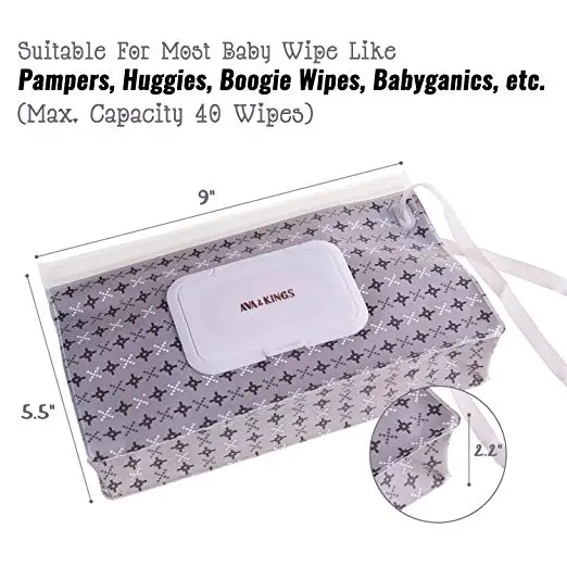 Welecom Baby Wet Wipe Pouch Travel Wipes Case Reusable Refillable Wet Wipe Bag Cases Portable Travel Wipes Dispenser Wipe Pouches for Baby 