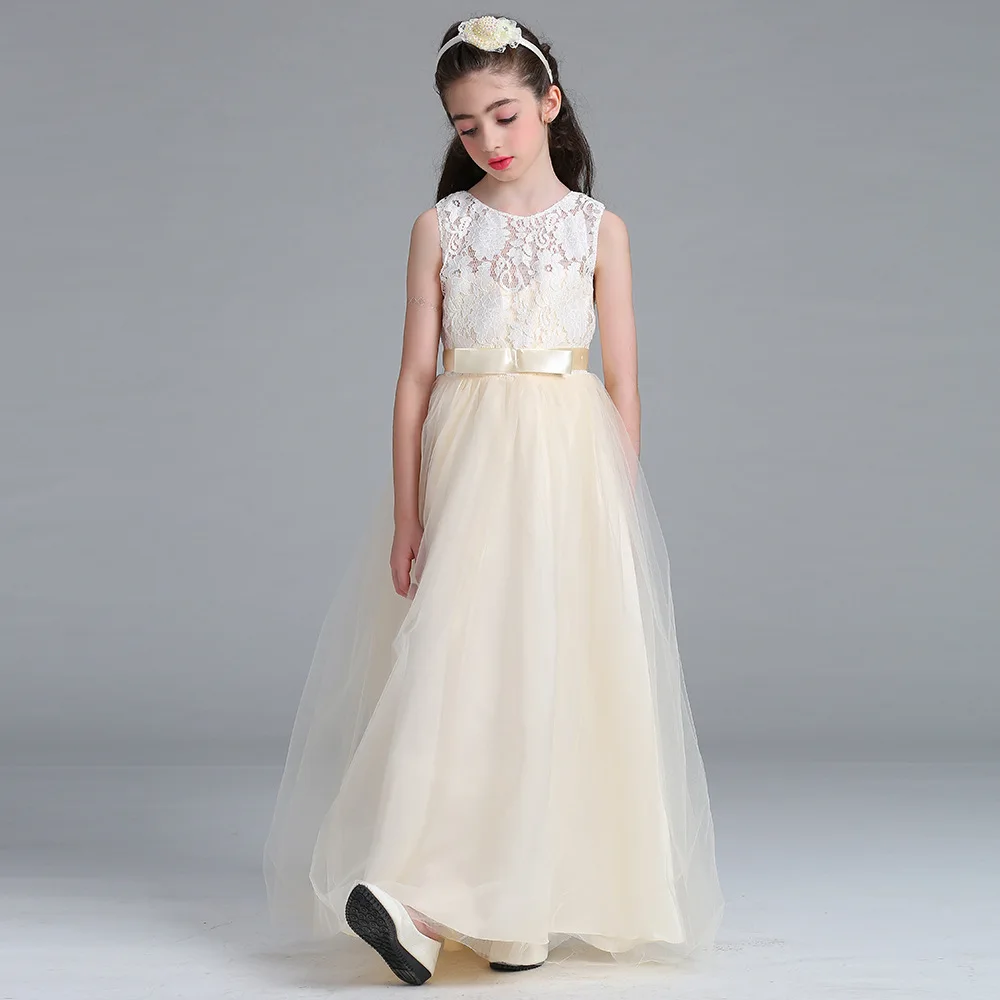 

Meiqiai Clearance Lace Sleeveless Children Wedding Party Baby Party Gown Ball Gown Dress lace006, Red,grey ,champagne