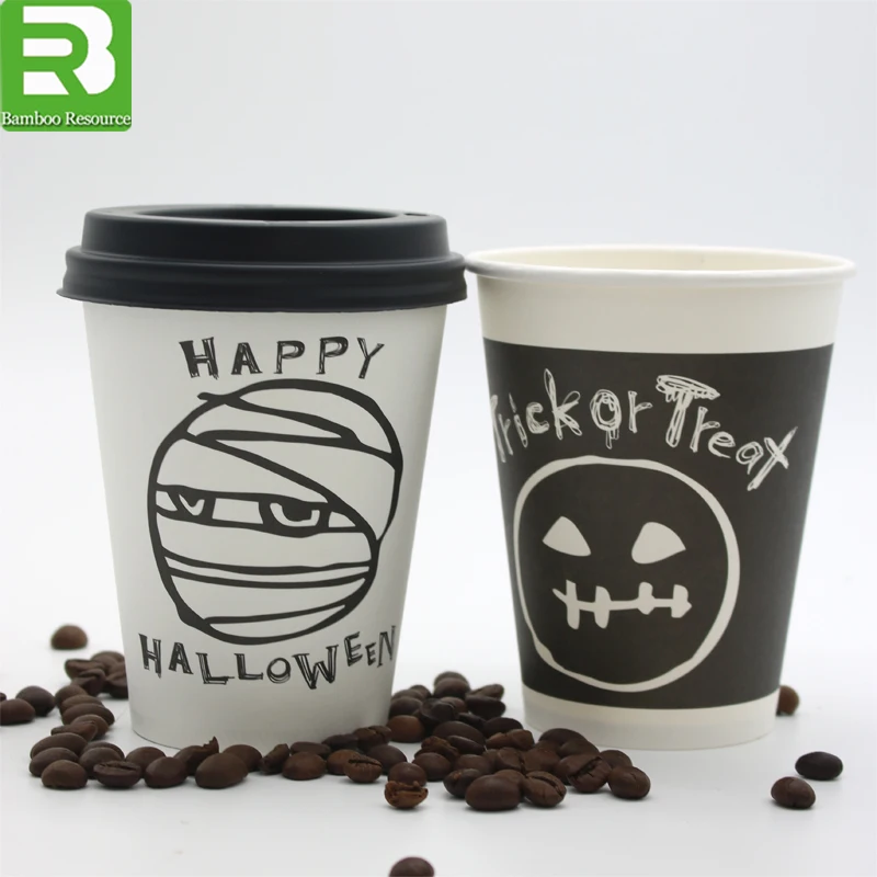 12oz Double Wall Happy Halloween Spooky Disposable Party Hot Drinks Paper Cups