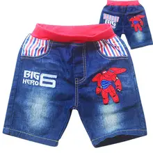 Big Hero 6 Baymax Fashion Kids Shorts Cartoon Jeans Children Boys Clothes Summer Denim Pant Embroidered Washing Soft denim Short
