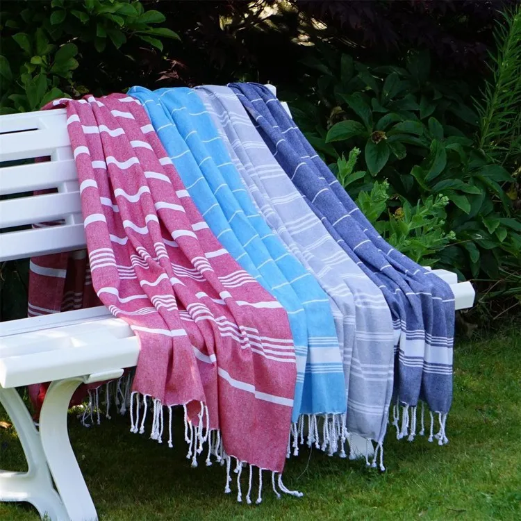new custom yarn dyed hammam turkish beach towel large size