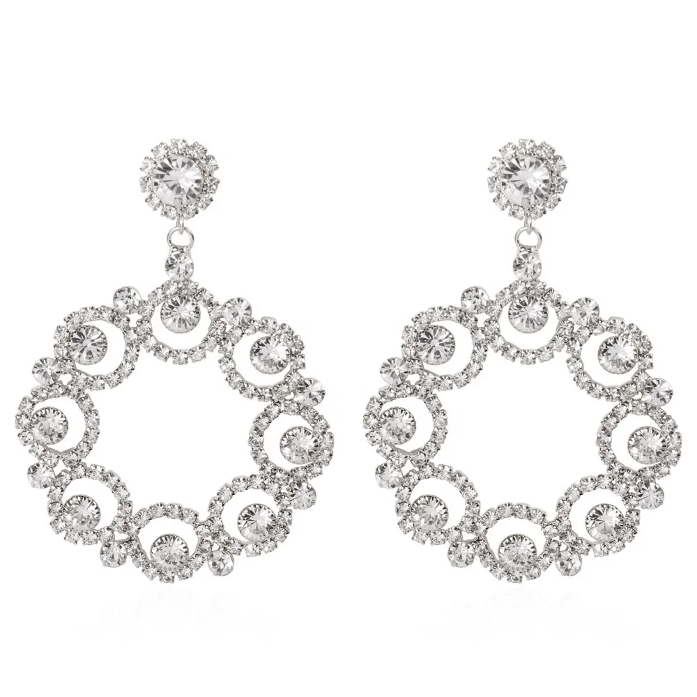 

SH1353 Luxury Statement Earrings For Women Flower Big Dangle Earring Fashion earing Trendy large rhinestones Wedding Jewelry