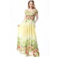 

2020 new design women floral summer beach plus size casual long maxi dress chiffon gaun evening boho dresses