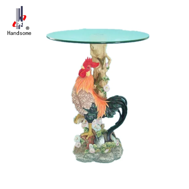 24 Inch H Lifelike Rooster Animal Glass Coffee Table Buy Coffee Table