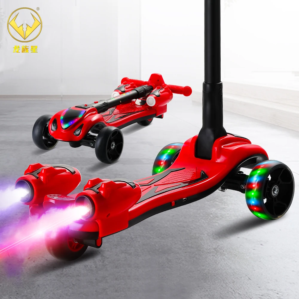 

2021 factory customized new spray kick foldable 3 wheels kids scooter for kids christmas gift with music