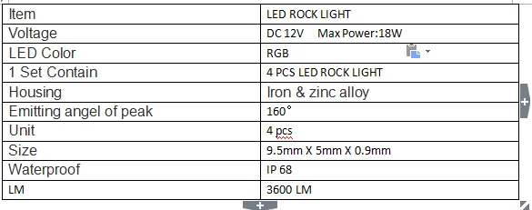 Pro Kit Multicolor 4PCS RGB Rock Lights For Atv Wrangler Jk Tj WJ XJ MJ or Trucks