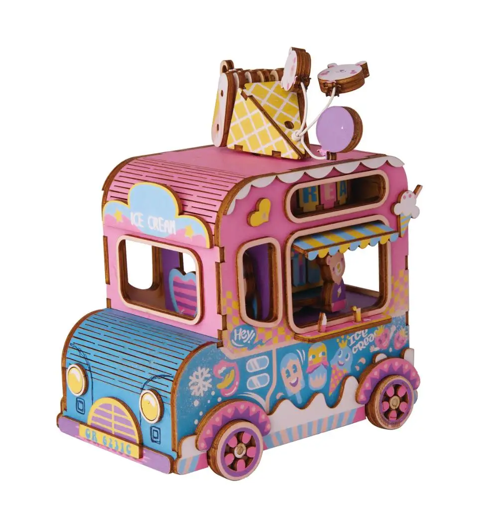 

Robotime 3D puzzle DIY wooden music box toys Iccream Model AMD61