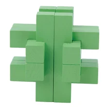 Classical IQ Brain Teaser Puzzle 12 Wooden Sticks Kong Ming/ Lu Ban Lock Educational Toys For Kids Children – Green