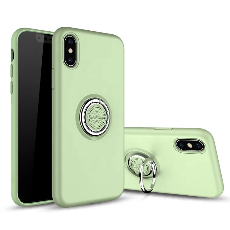 

SAIBORO For iphone x metal ring kickstand silicone mobile phone accessories case cover, Black;blue;white;multi