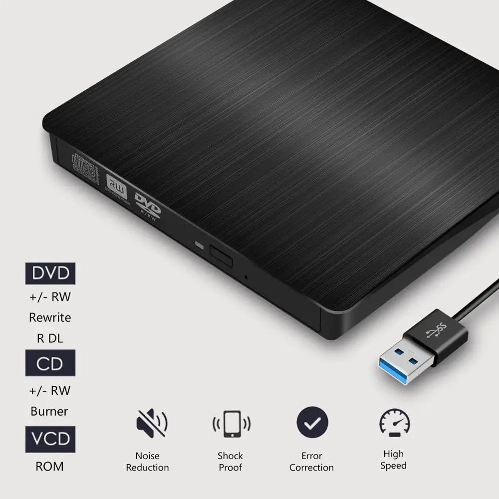 
External DVD/CD Drives Portable CD DVD  / RW Optical Drive Burner High Speed Data Transfer USB 3.0 Compatible with PC Desktop 