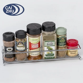 Set Of 4 Chrome Wall Mount Spice Racks Single Tier Hanging