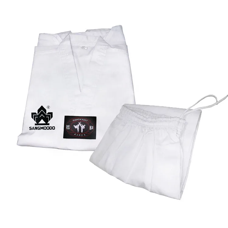 

Wholesale adult and children martial arts sports training wear 90 - 210cm dobok taekwondo uniform, White