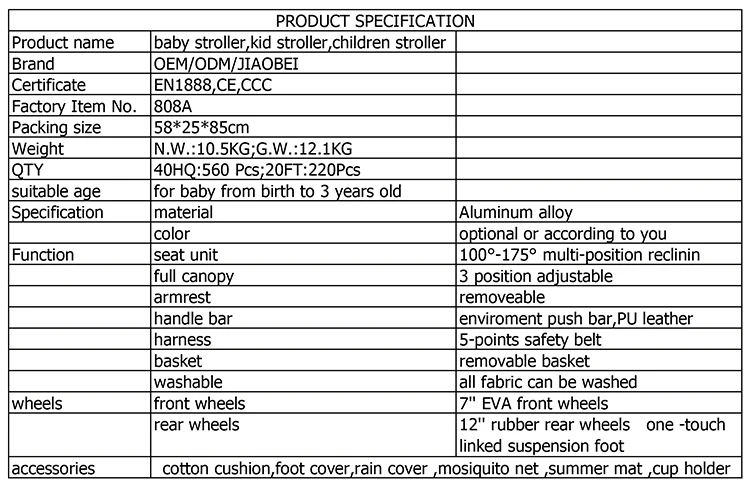 Baby Stroller 3 In 1 For 0-3 Years Baby Prams With Removable Shopping Basket