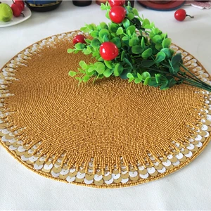 Image of Western food Eat mat Table Placemat Coaster Handmade beaded